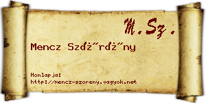 Mencz Szörény névjegykártya